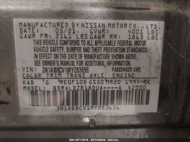 Photo 8 VIN: 3N1AB8CV1MY283656 - NISSAN SENTRA 