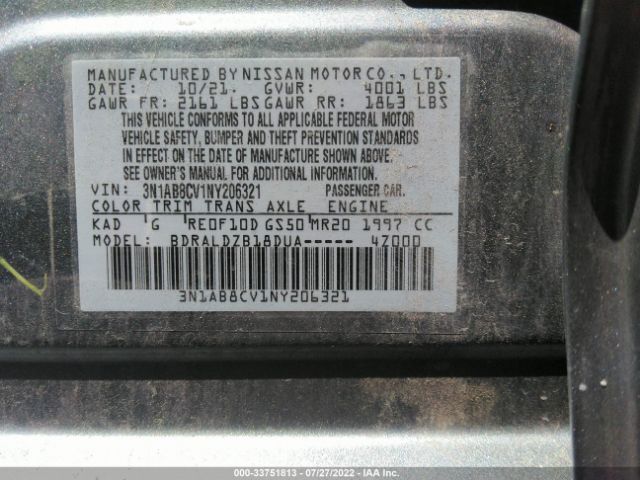 Photo 8 VIN: 3N1AB8CV1NY206321 - NISSAN SENTRA 