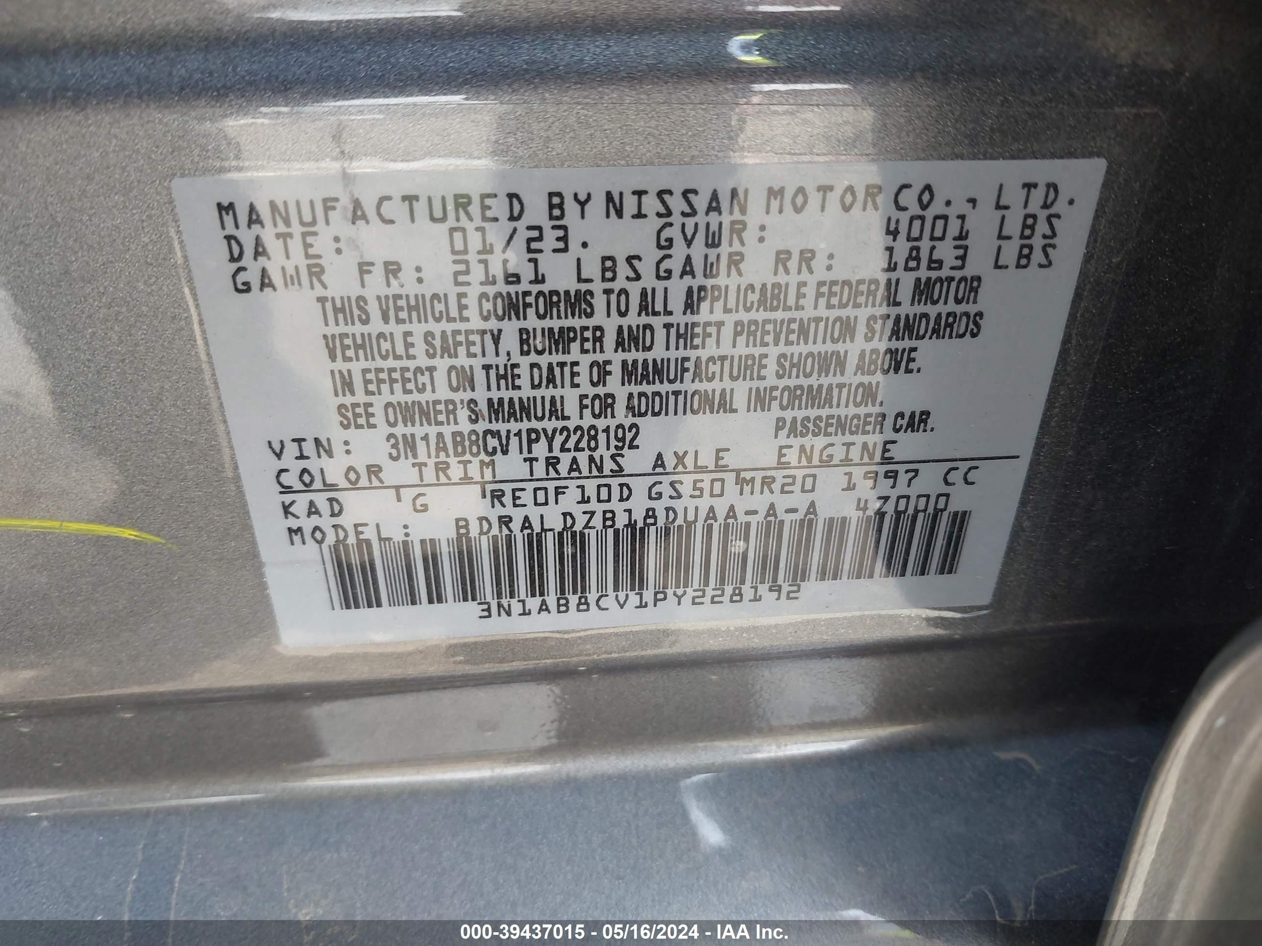 Photo 8 VIN: 3N1AB8CV1PY228192 - NISSAN SENTRA 