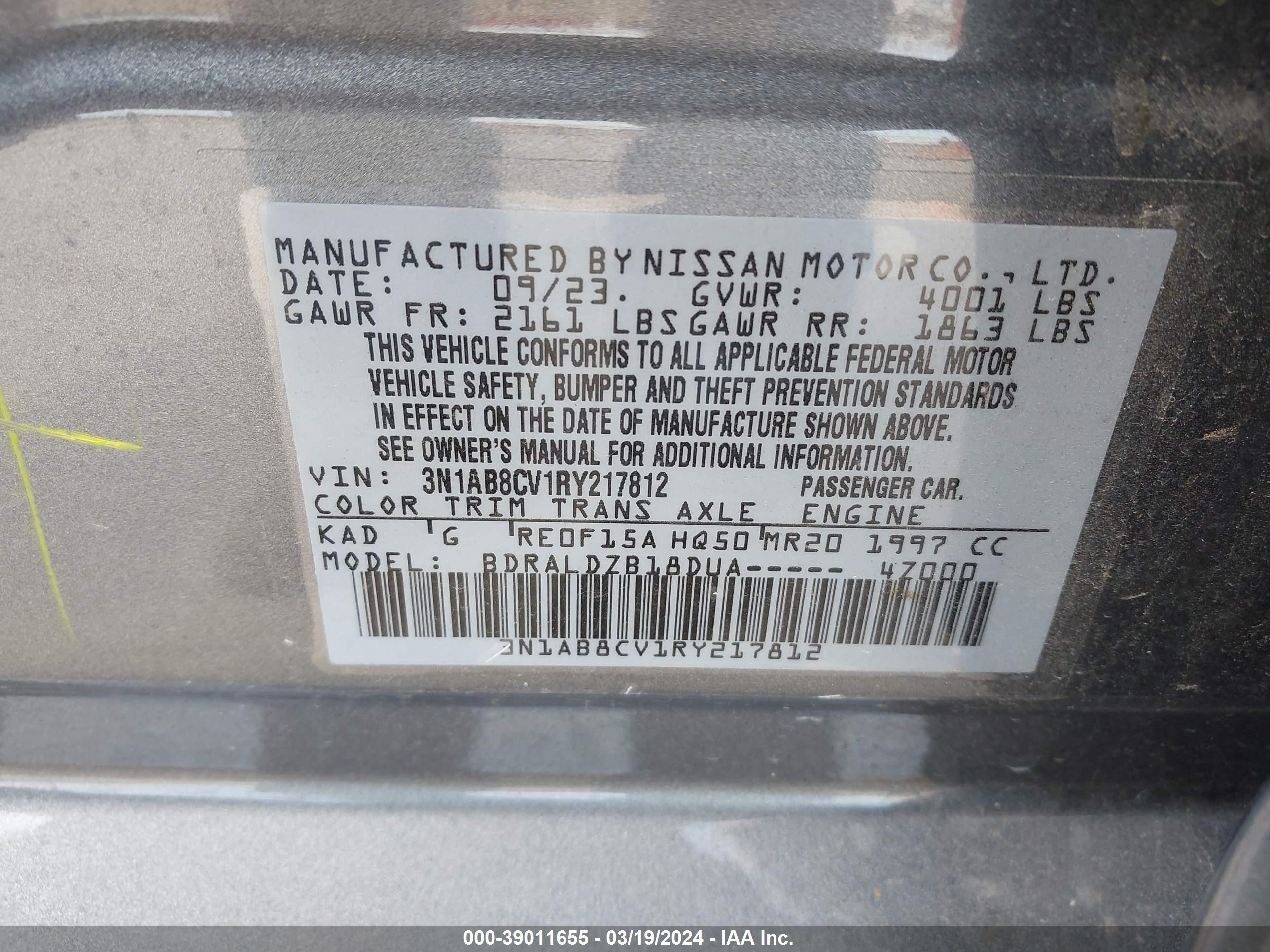 Photo 8 VIN: 3N1AB8CV1RY217812 - NISSAN SENTRA 