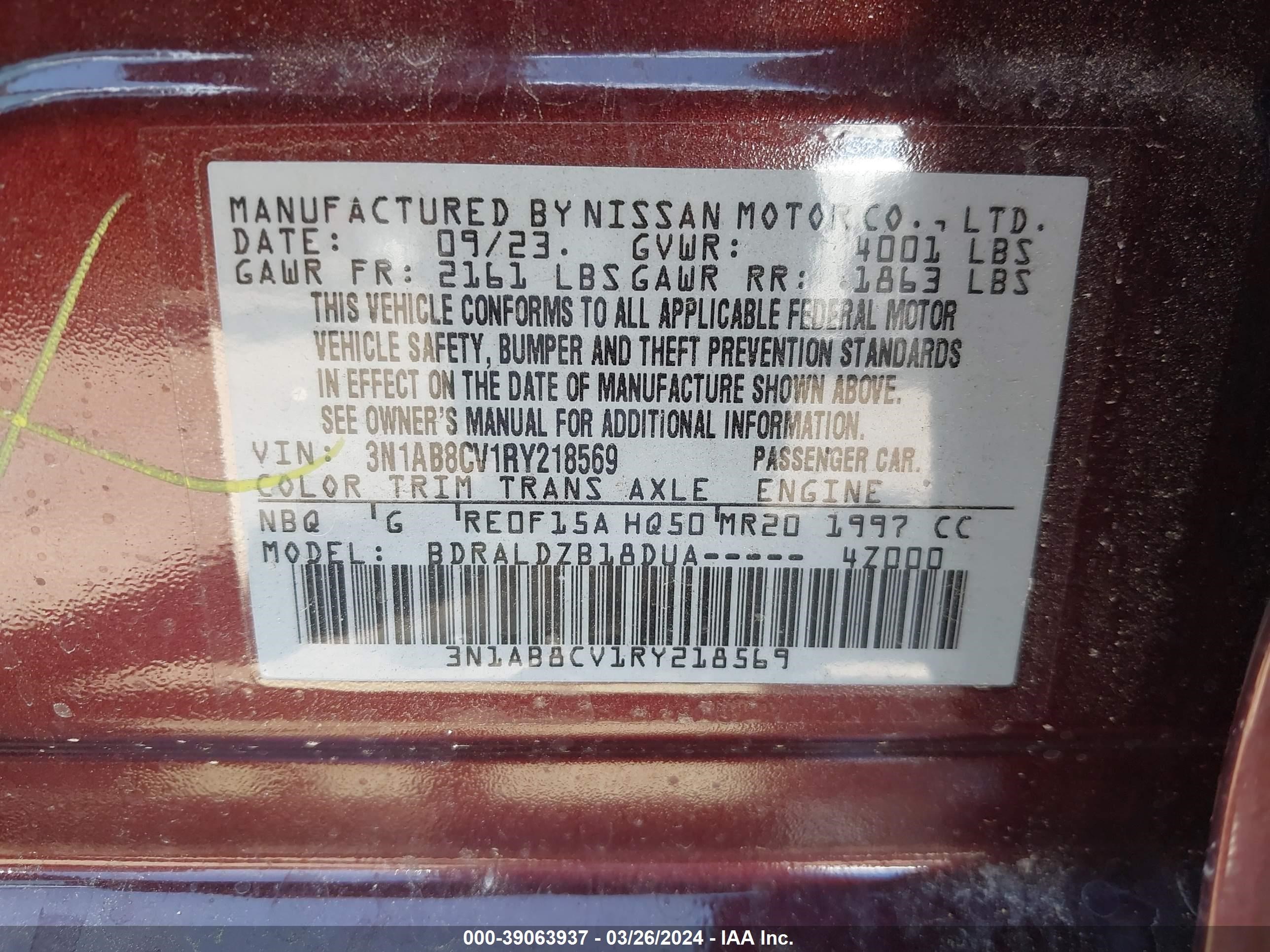 Photo 8 VIN: 3N1AB8CV1RY218569 - NISSAN SENTRA 