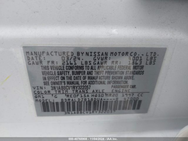 Photo 8 VIN: 3N1AB8CV1RY322057 - NISSAN SENTRA 