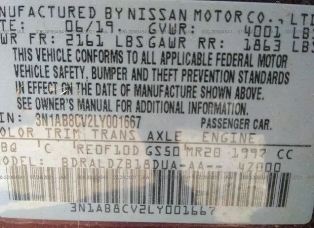 Photo 8 VIN: 3N1AB8CV2LY001667 - NISSAN SENTRA 