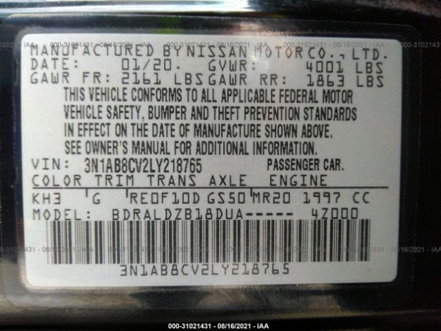 Photo 8 VIN: 3N1AB8CV2LY218765 - NISSAN SENTRA 