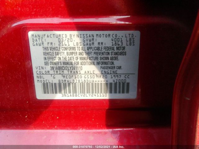 Photo 8 VIN: 3N1AB8CV2LY241110 - NISSAN SENTRA 