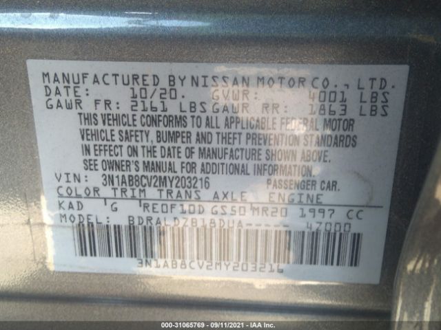 Photo 8 VIN: 3N1AB8CV2MY203216 - NISSAN SENTRA 