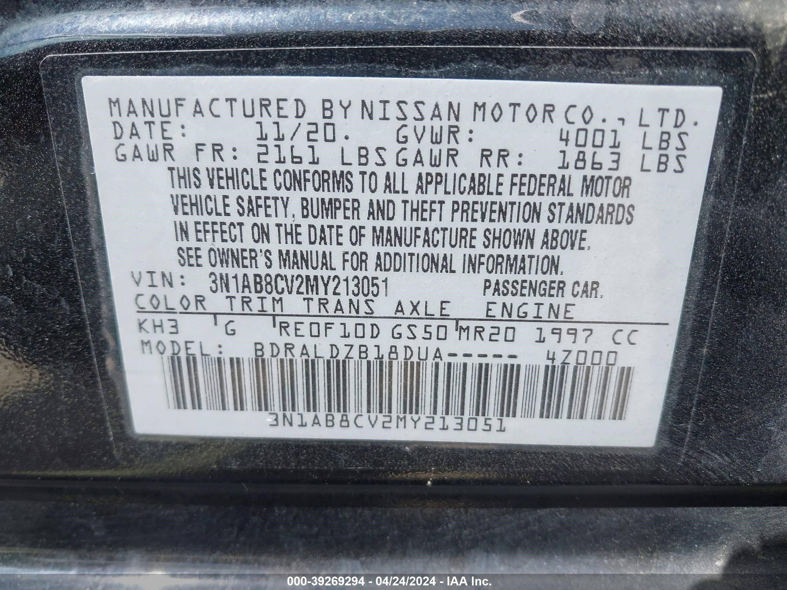 Photo 8 VIN: 3N1AB8CV2MY213051 - NISSAN SENTRA 