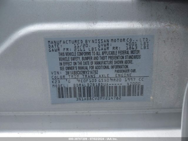 Photo 8 VIN: 3N1AB8CV2MY214782 - NISSAN SENTRA 