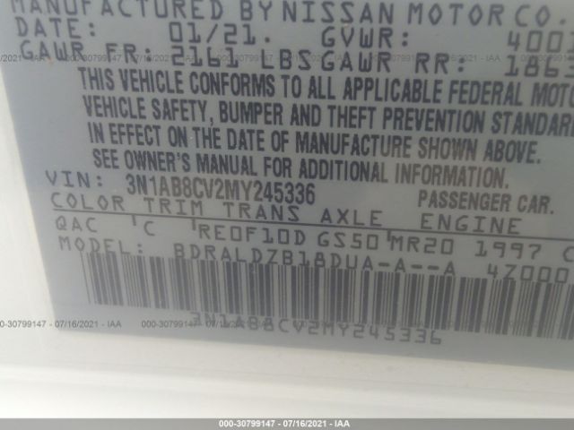 Photo 8 VIN: 3N1AB8CV2MY245336 - NISSAN SENTRA 