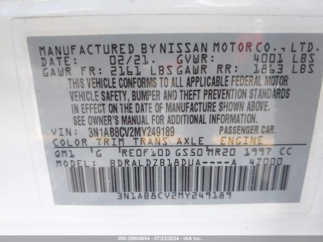 Photo 8 VIN: 3N1AB8CV2MY249189 - NISSAN SENTRA 