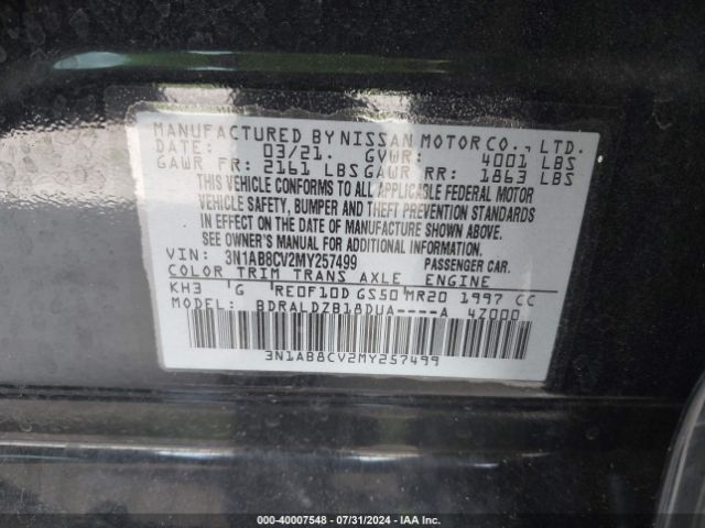 Photo 8 VIN: 3N1AB8CV2MY257499 - NISSAN SENTRA 