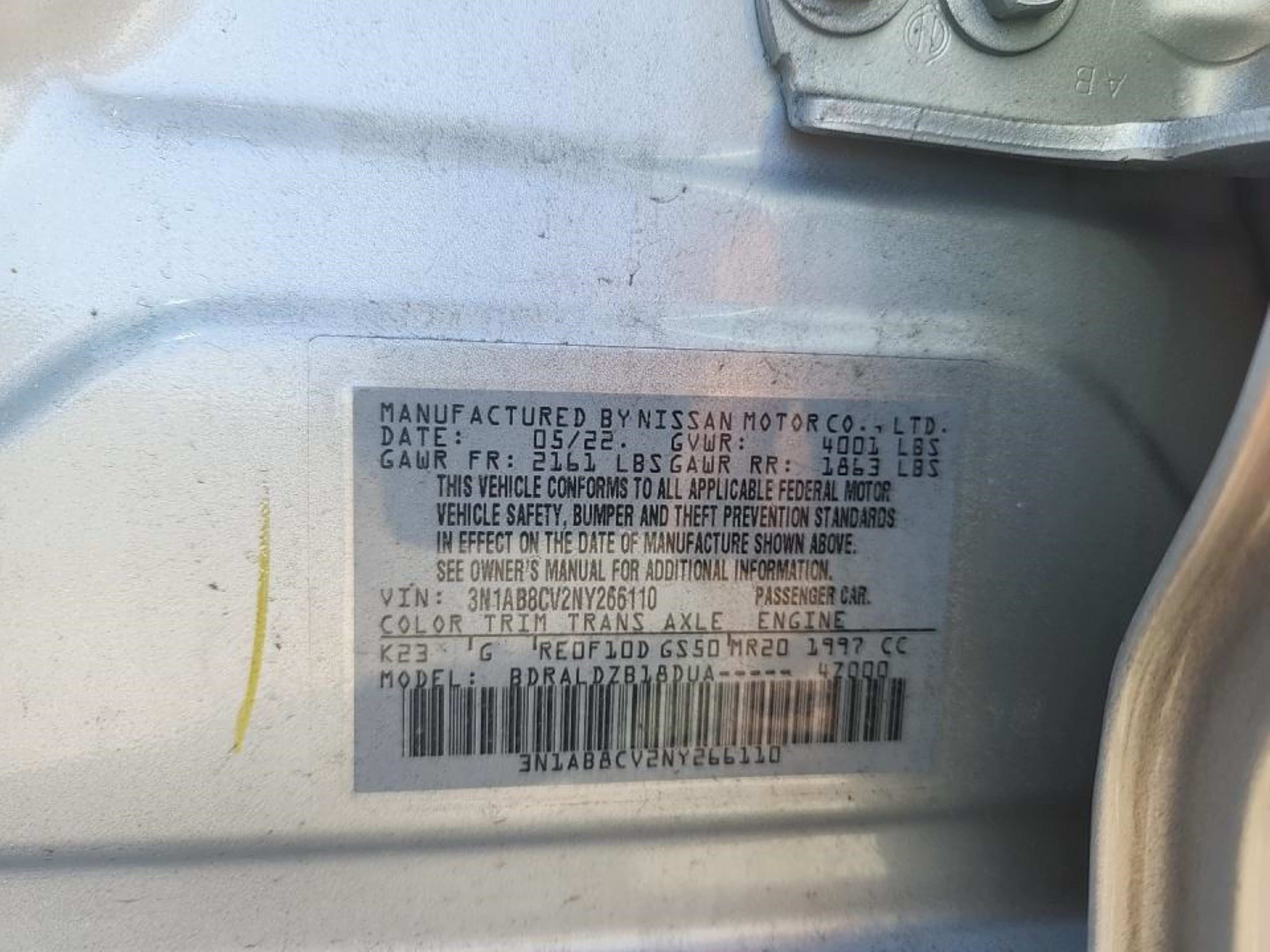 Photo 7 VIN: 3N1AB8CV2NY266110 - NISSAN SENTRA 