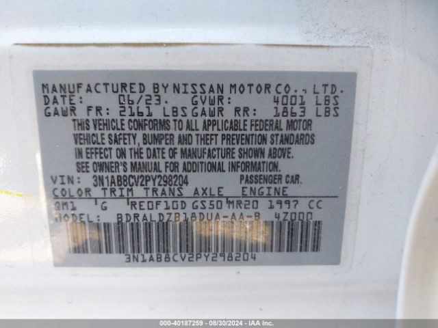 Photo 8 VIN: 3N1AB8CV2PY298204 - NISSAN SENTRA 