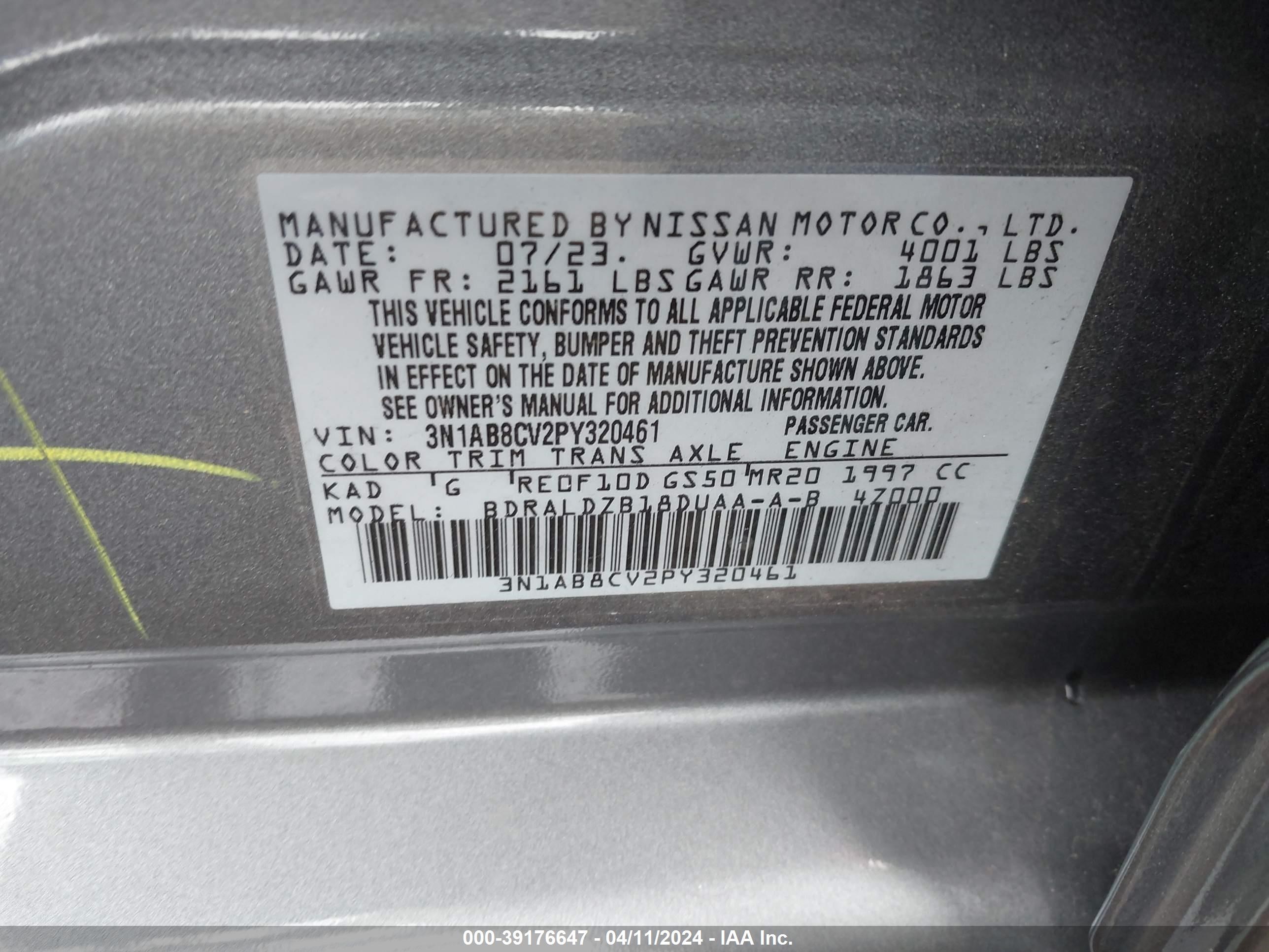 Photo 8 VIN: 3N1AB8CV2PY320461 - NISSAN SENTRA 