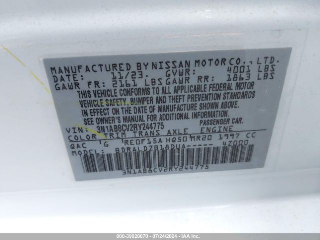 Photo 8 VIN: 3N1AB8CV2RY244775 - NISSAN SENTRA 