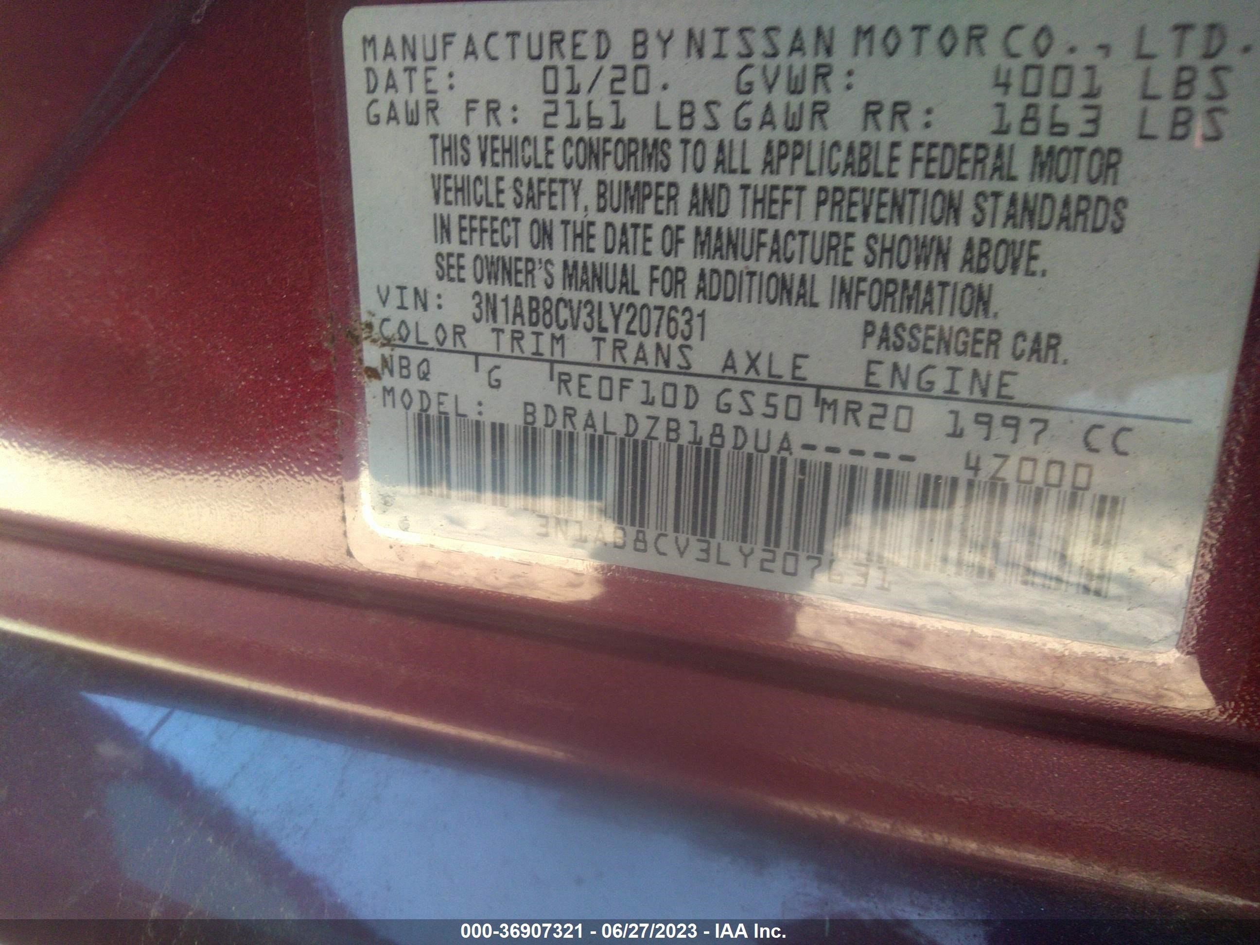 Photo 8 VIN: 3N1AB8CV3LY207631 - NISSAN SENTRA 