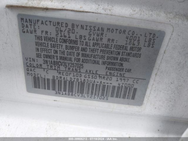 Photo 8 VIN: 3N1AB8CV3LY257025 - NISSAN SENTRA 