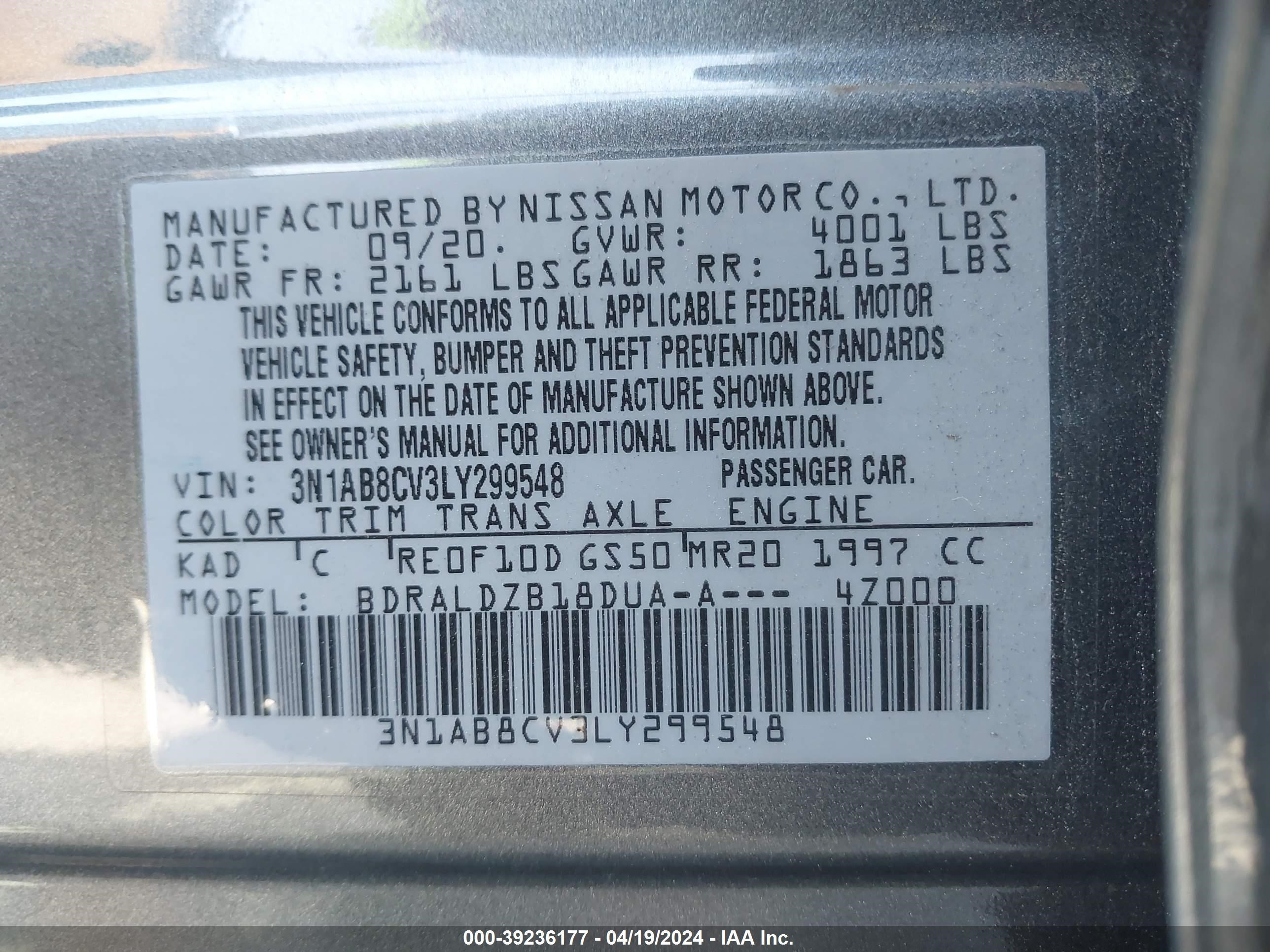 Photo 8 VIN: 3N1AB8CV3LY299548 - NISSAN SENTRA 