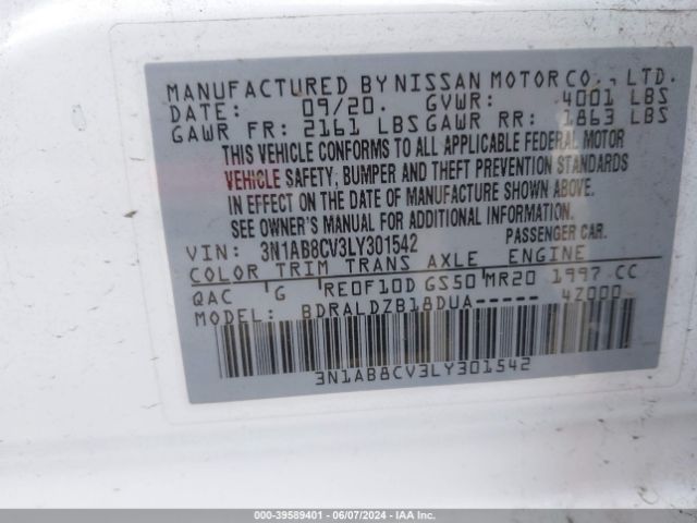 Photo 8 VIN: 3N1AB8CV3LY301542 - NISSAN SENTRA 