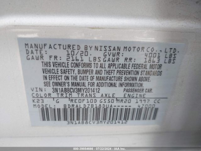 Photo 8 VIN: 3N1AB8CV3MY201412 - NISSAN SENTRA 