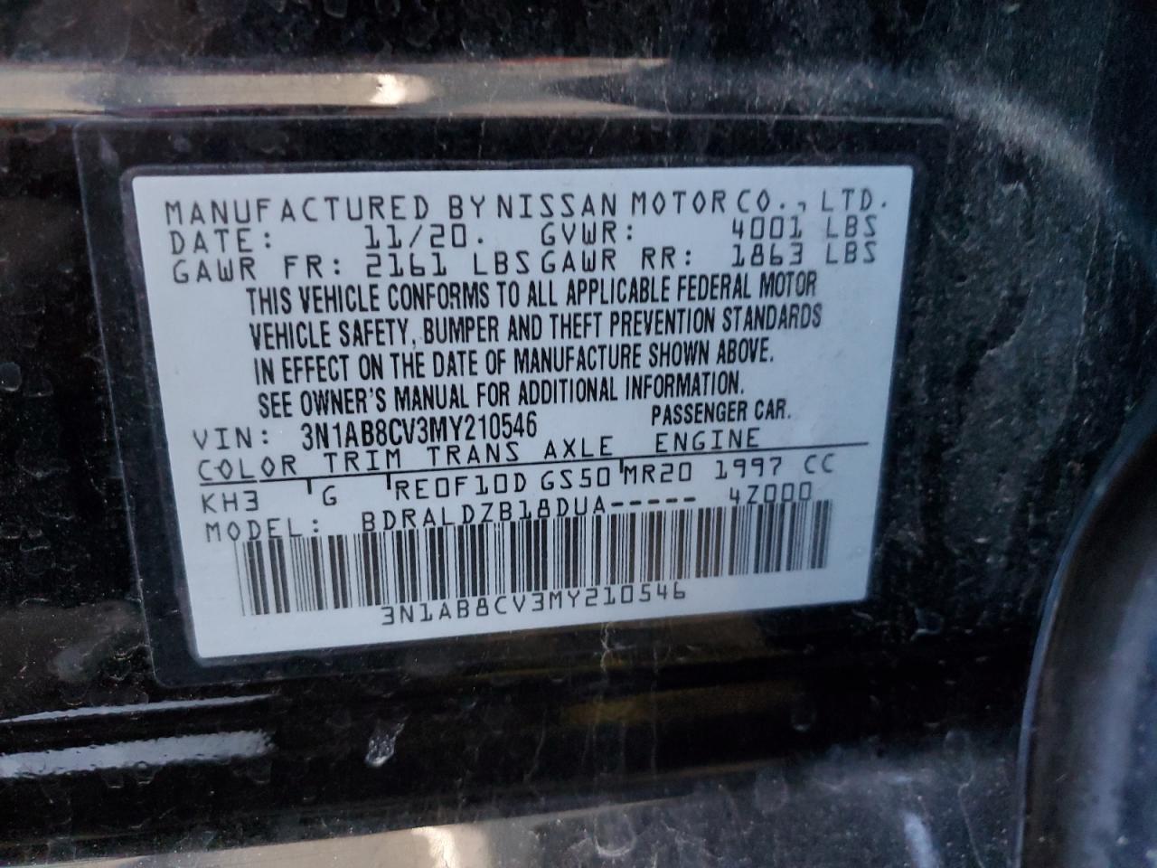 Photo 11 VIN: 3N1AB8CV3MY210546 - NISSAN SENTRA 