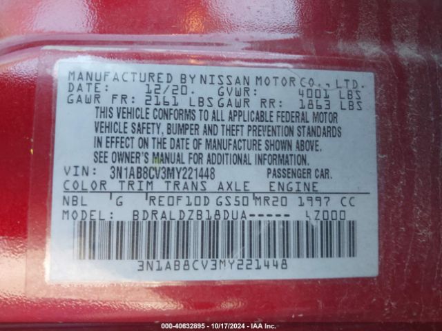 Photo 8 VIN: 3N1AB8CV3MY221448 - NISSAN SENTRA 