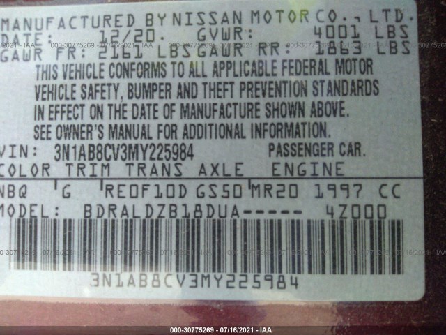 Photo 8 VIN: 3N1AB8CV3MY225984 - NISSAN SENTRA 