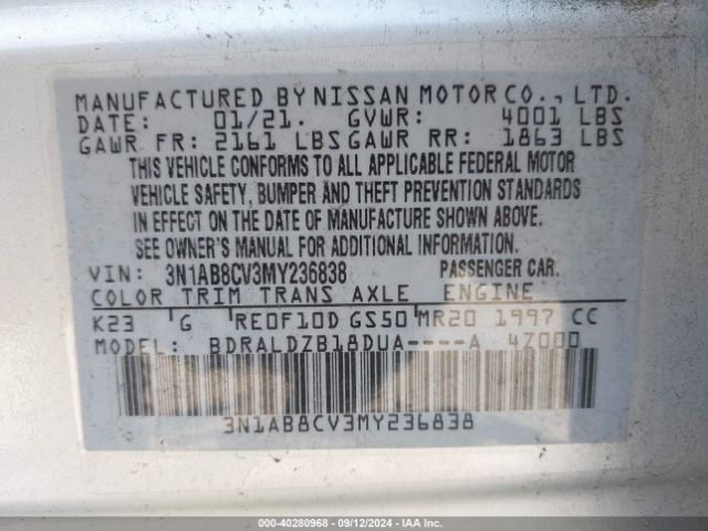 Photo 8 VIN: 3N1AB8CV3MY236838 - NISSAN SENTRA 