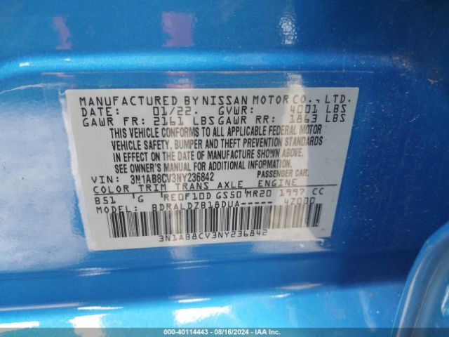 Photo 8 VIN: 3N1AB8CV3NY236842 - NISSAN SENTRA 