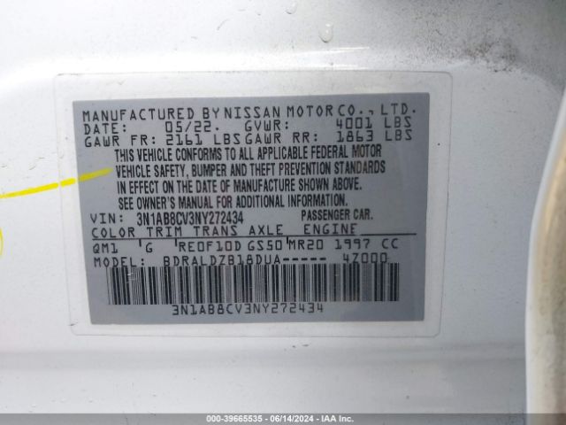 Photo 8 VIN: 3N1AB8CV3NY272434 - NISSAN SENTRA 