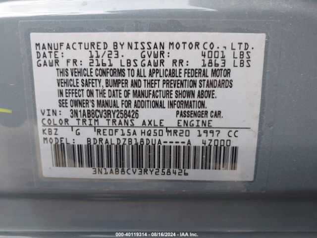 Photo 8 VIN: 3N1AB8CV3RY258426 - NISSAN SENTRA 