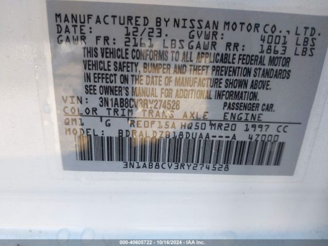 Photo 8 VIN: 3N1AB8CV3RY274528 - NISSAN SENTRA 