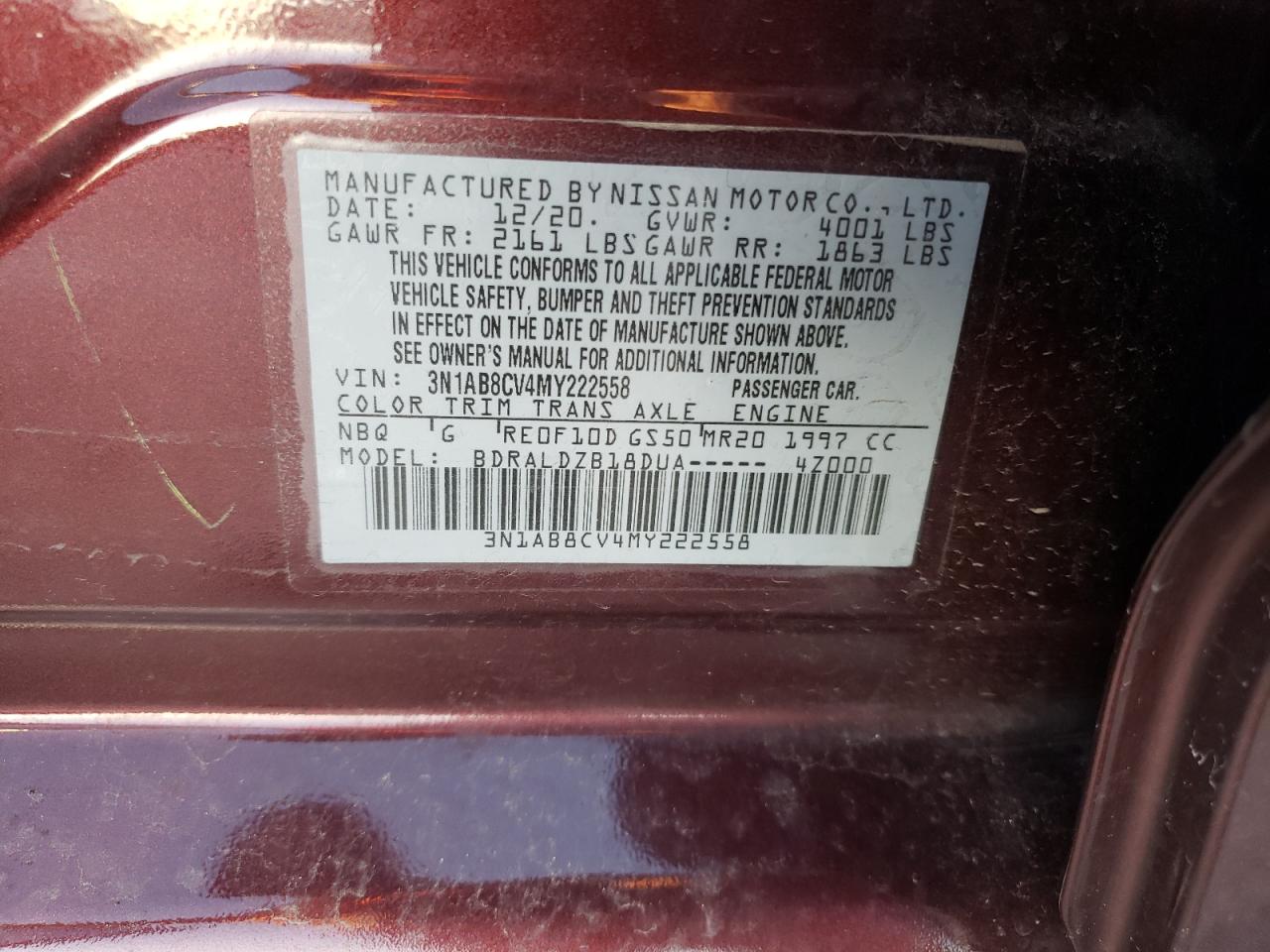 Photo 11 VIN: 3N1AB8CV4MY222558 - NISSAN SENTRA 