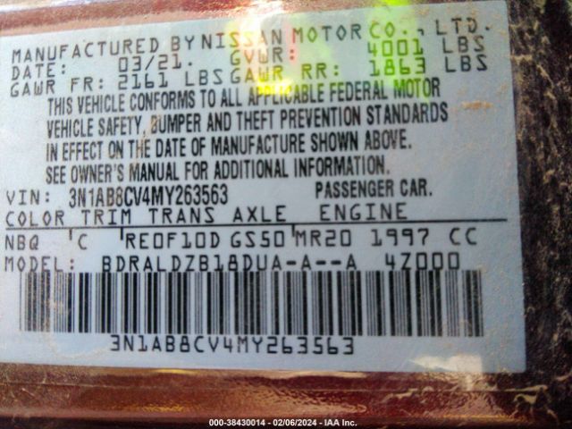 Photo 8 VIN: 3N1AB8CV4MY263563 - NISSAN MAXIMA 