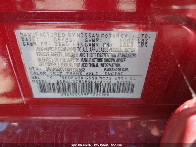 Photo 8 VIN: 3N1AB8CV4MY282582 - NISSAN SENTRA 