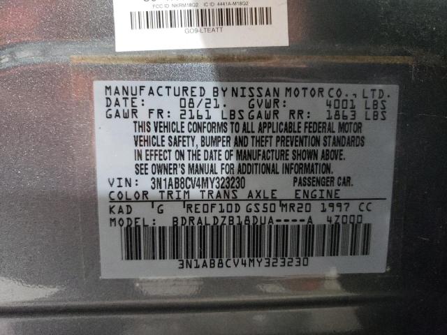 Photo 12 VIN: 3N1AB8CV4MY323230 - NISSAN SENTRA SV 