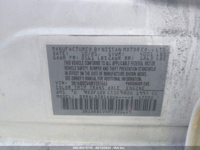 Photo 8 VIN: 3N1AB8CV4MY331649 - NISSAN SENTRA 