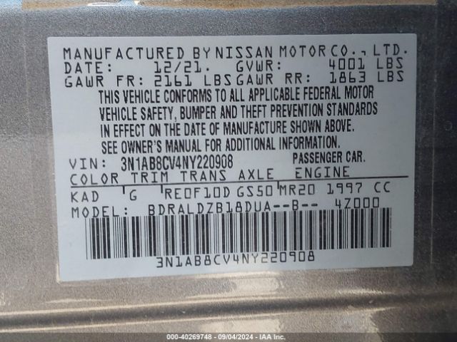 Photo 8 VIN: 3N1AB8CV4NY220908 - NISSAN SENTRA 