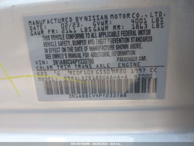 Photo 8 VIN: 3N1AB8CV4PY233788 - NISSAN SENTRA 