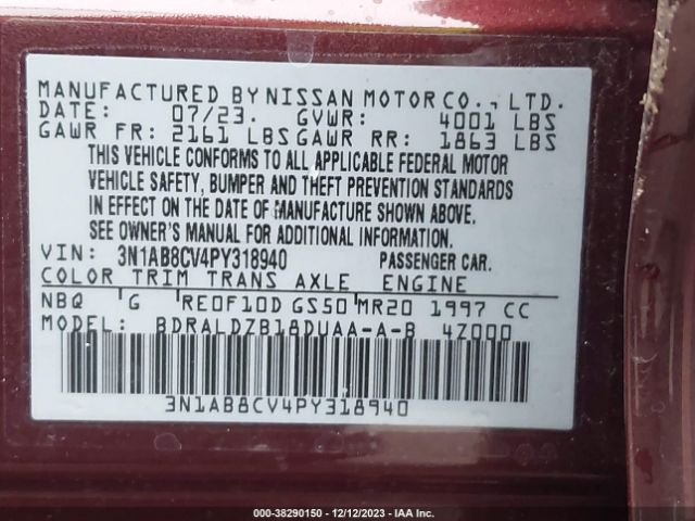 Photo 8 VIN: 3N1AB8CV4PY318940 - NISSAN SENTRA 