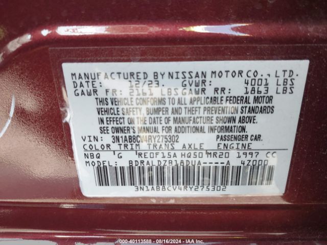 Photo 8 VIN: 3N1AB8CV4RY275302 - NISSAN SENTRA 