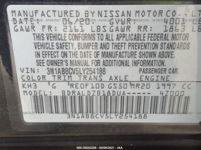 Photo 8 VIN: 3N1AB8CV5LY254188 - NISSAN SENTRA 