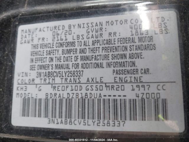 Photo 8 VIN: 3N1AB8CV5LY258337 - NISSAN SENTRA 