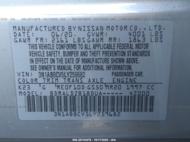 Photo 8 VIN: 3N1AB8CV5LY259682 - NISSAN SENTRA 