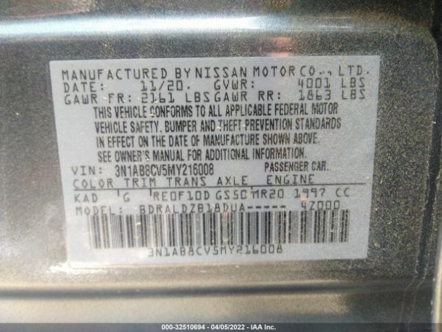 Photo 8 VIN: 3N1AB8CV5MY216008 - NISSAN SENTRA 