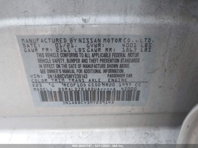 Photo 8 VIN: 3N1AB8CV5MY239143 - NISSAN SENTRA 