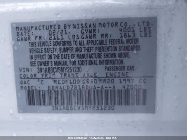 Photo 8 VIN: 3N1AB8CV5MY251230 - NISSAN SENTRA 