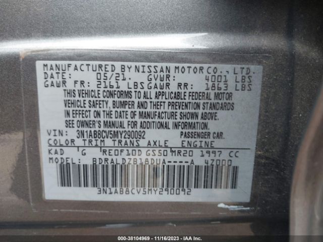 Photo 8 VIN: 3N1AB8CV5MY290092 - NISSAN SENTRA 