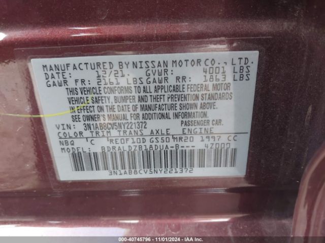 Photo 8 VIN: 3N1AB8CV5NY221372 - NISSAN SENTRA 