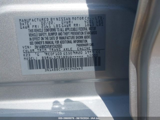 Photo 8 VIN: 3N1AB8CV5NY242660 - NISSAN SENTRA 